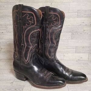 Women’s Vintage 60's Unbranded Western Black Leather Rodeo Cowboy Boots Size 9